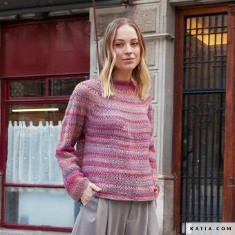 Вязаный круглый свитер с использованием пряжи Concept Atenea Tones