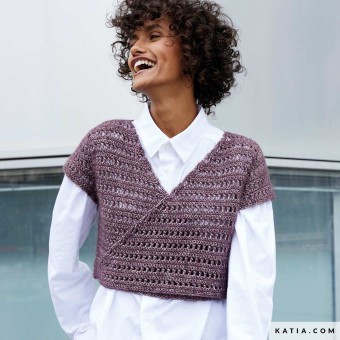 Вязаный крючком кардиган с ажурным перекрестием из CONCEPT by Katia Cotton-Merino