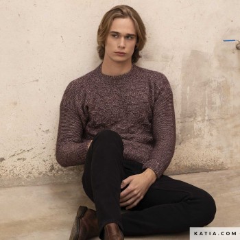 Мужской свитер круговыми спицами и пряжей Katia Concept Cotton-Merino