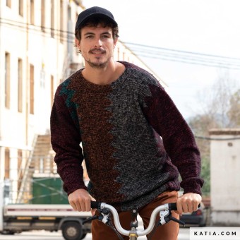 Свитер мужской вязаный из пряжи Katia Concept линейка Cotton-Merino