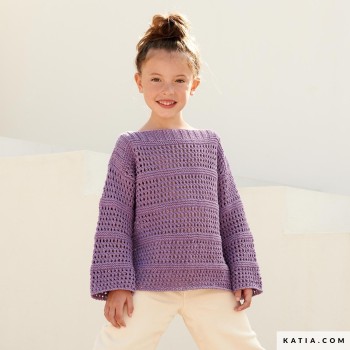 Детский свитер с текстурными полосками, вязаный узором из пряжи Cotton-Yak