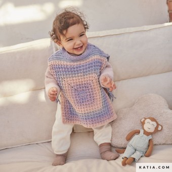 Вязание крючком детского пончо Merino Baby Aquarelle