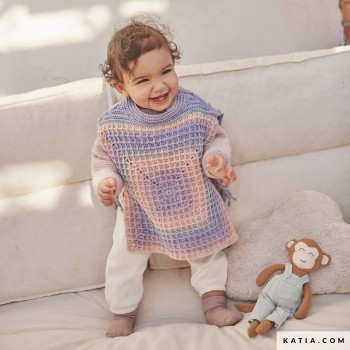 Вязание крючком детского пончо Merino Baby Aquarelle