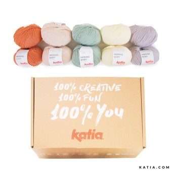 Что можно вязать крючком из одной упаковки Katia Merino Baby? Вот несколько примеров: плед в форме бабушкиного квадрата, кардиган в стиле колорворк, платье с узорами интарсии, полосатый свитер или шарф в стиле колорворк больших размеров