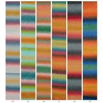вся палитра цветов пряжи Katia Concept Silky Lace Rainbow
