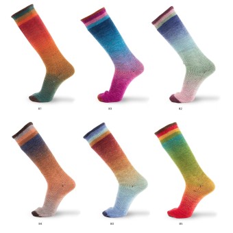 палитра всех цветов носочной испанской пряжи Katia Concept Symmetric Socks & More - Degrade