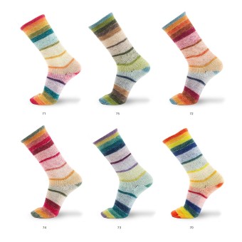 палитра всех цветов носочной испанской пряжи Katia Concept Symmetric Socks & More - Illusion
