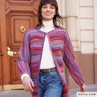 Вязаный крючком узор для открытого кардигана с использованием Concept Zekkei