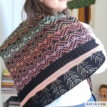 Свяжите потрясающую шаль Elspeth из хлопка Katia Fair Cotton Diverso и хлопка Fair Cotton