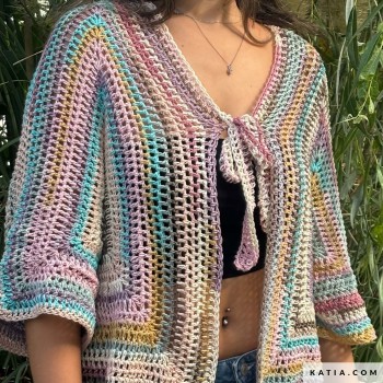 Создайте легкий и универсальный кардиган, используя всего 2 клубка Katia Fair Cotton Diverso