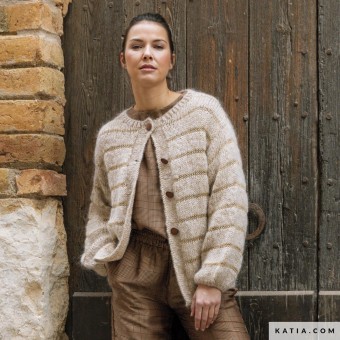 Мохеровый кардиган Katia Ingenua и Katia Gatsby с блестящими полосками