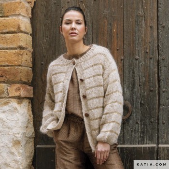 Мохеровый кардиган Katia Ingenua и Katia Gatsby с блестящими полосками