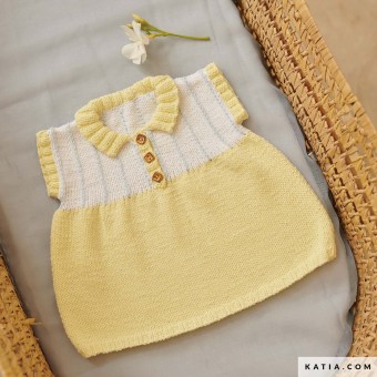 Вяжите это милое детское платье с вырезом поло спицами Summer Comfort