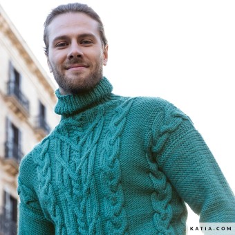Мужской свитер с узором из кос с использованием мериноса Super Merino
