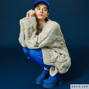 Alexa вязаный длинный свитер-платье с пряжей WOW! by Katia