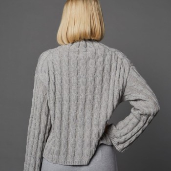 Женский вязаный оверсайз свитер двойной нитью (по одной нити Como Cashmere и Modena)