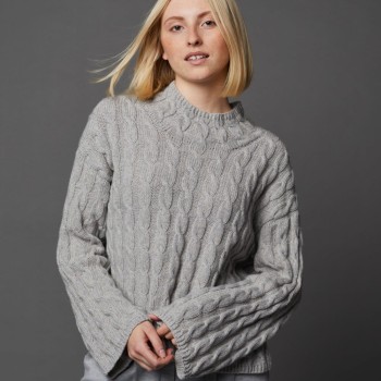 Свитер оверсайз с воротником-стойкой из пряжи Lamana Como Cashmere и Modena