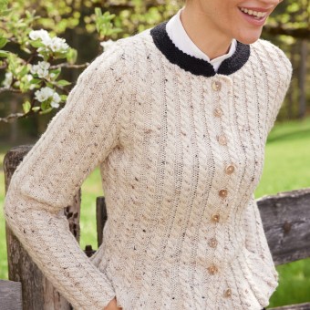 Вязаный жакет из пряжи LANA GROSSA ALPINA Landhauswolle цвет 10: 700 гр и LANA GROSSA COOL WOOL BIG цвет 627: 50 гр