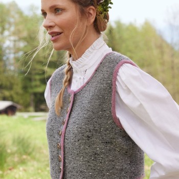 Вязаный жилет из пряжи LANA GROSSA LANDLUST SOFT TWEED 180 цвет 104: 200 гр и LANA GROSSA ALPINA Landhauswolle цвет 67: 100 гр