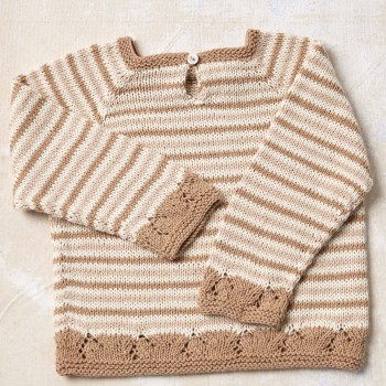 Детский вязаный свитер KAIA Punto 83 BABY COTTON ЕСТЕСТВЕННОГО ЦВЕТА PTO-083_08 из пряжи LANGYARNS Baby Cotton Naturally Colored