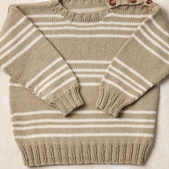 Детский вязаный свитер LEIF Punto 83 BABY COTTON натурального цвета PTO-083_15 из пряжи LANG YARNS Baby Cotton Naturally Colored