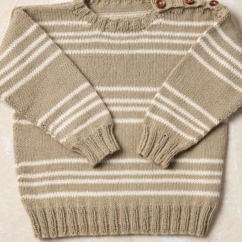 Детский вязаный свитер LEIF Punto 83 BABY COTTON натурального цвета PTO-083_15 из пряжи LANG YARNS Baby Cotton Naturally Colored