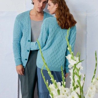 Вязаный кардиган унисекс NIKA FAM 284 Collection 284_05 пряжа LANGYARNS Norma