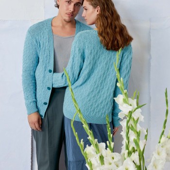 Вязаный кардиган унисекс NIKA FAM 284 Collection 284_05 пряжа LANGYARNS Norma