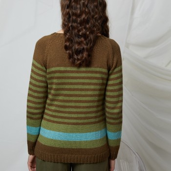 Женский полосатый вязаный свитер из пряжи LANGYARNS NORMA