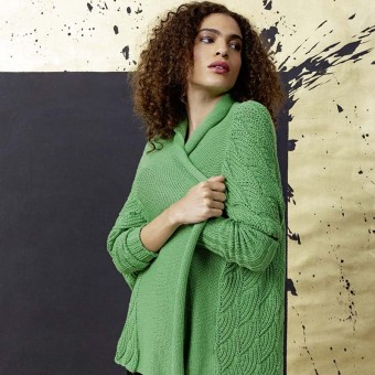 Вязаный женский зеленый кардиган Punto 26 PTO-026_03 LANGYARNS NORMA