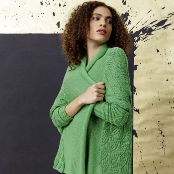 Вязаный женский зеленый кардиган Punto 26 PTO-026_03 LANGYARNS NORMA