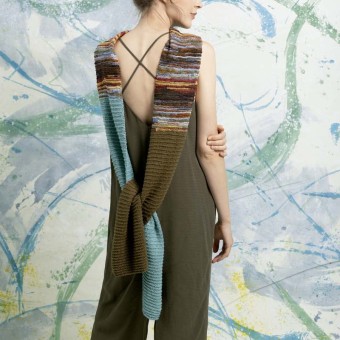 Вязаный шарф FAM 252 CASUAL 252-06 из пряжи LANGYARNS 2х линеек NORMA и FIORA