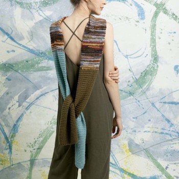 Вязаный шарф FAM 252 CASUAL 252-06 из пряжи LANGYARNS 2х линеек NORMA и FIORA
