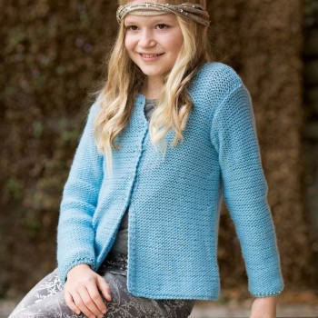 Вязаный Кардиган для девочки FAM 222 Elle Tricote 222-08 LANG YARNS CASHMERE CLASSIC