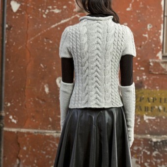 Связанный пуловер высокие митенки FAM 225 Urban 225-05_02 LANGYARNS CASHMERE CLASSIC