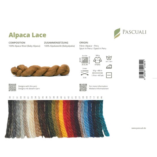 образцы цветов (sample cards, color cards) пряжи Alpaca Lace от Pascuali