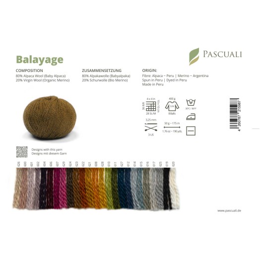 образцы цветов (sample cards, color cards) пряжи Balayage от Pascuali