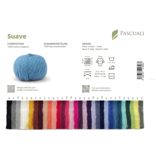 образцы цветов (sample cards, color cards) пряжи Suave от Pascuali