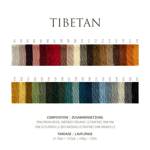 образцы цветов (sample cards, color cards) пряжи Tibetan от Pascuali