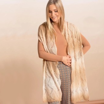градиентный роскошный шарф Model 20229 Cloth Santi связаный вручную из пряжи Austermann Alpaca Silk