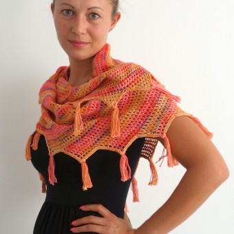 Модель 18038 Вязаный крючком шарф из пряжи Austermann Bio Cotton Color