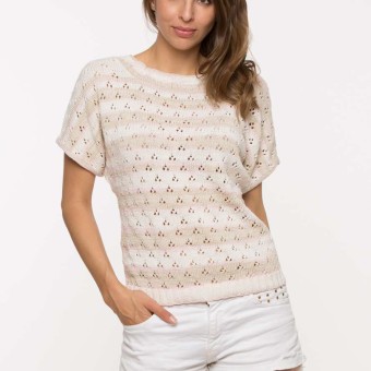 Модель 18110 Женский джемпер Цвет 107 пряжа Austermann Bio Cotton Color
