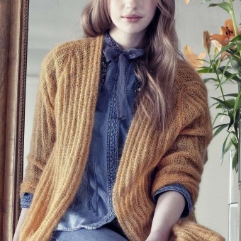 Модель 223 Женский карди связанный из пряжи Austermann Kid Silk Цвет 26