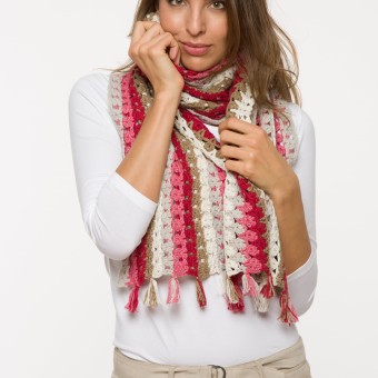 Модель 19109 Вязаный шарф из пряжи Austermann Merino Cotton