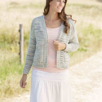 Модель 23023 женский связаный вручную кардиган из пряжи Austermann Playa Organic Cotton