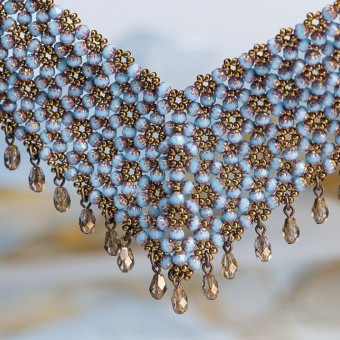 элегантный чокер из бисера Прециоза техника Right Angle Weave