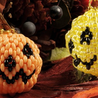 хендмейд для хэллоуина бисерная тыква Small Pumpkin для декора
