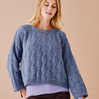 Свитер с косами Luna by Permin цвет 889032 light denim