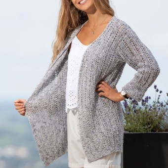 вязаный кардиган из пряжи Schoeller + Stahl Sun Cotton