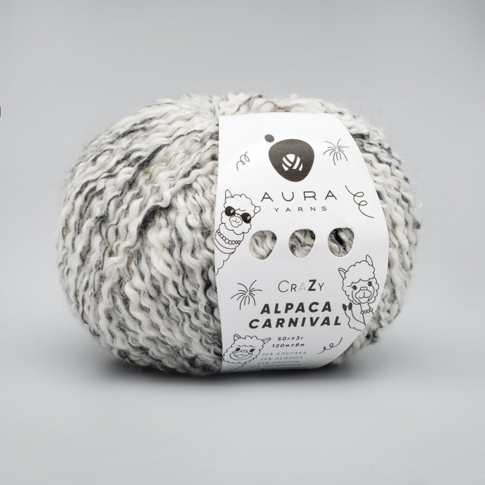 Купить пряжу Aura Yarns Crazy Alpaca Carnival оттенок 12.007 White Noise в Калининграде